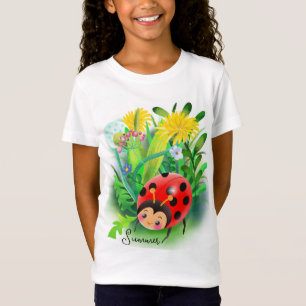 Camiseta graciosa mariquita personalizado entre las flores 