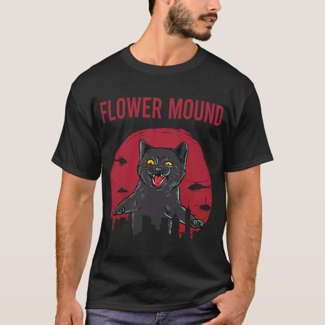 Camiseta Graciosa masa negra de flores de gato (Anverso)
