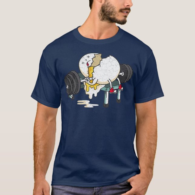 Camiseta Graciosa mecha Huevos Fitness Gym Barbells Levanta (Anverso)