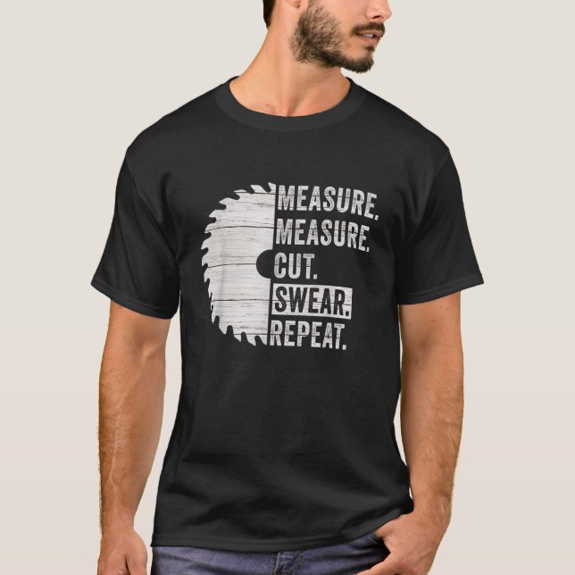 Camiseta Graciosa medida de papá de madera Cut Swear Handym (Anverso)