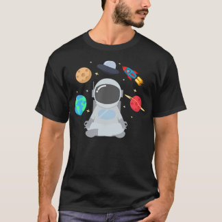 Camiseta Graciosa Meditación Espacial Astronauta Planetas d