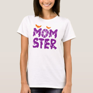 Camiseta Graciosa "Momster" Driding Letters Halloween Mom