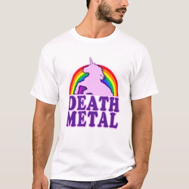 Camiseta Graciosa muerte Metalizado en el arcoiris Unicorni (Anverso)