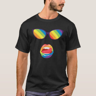 Camiseta Graciosa mujer del Orgullo LGBT gafas de sol lengu