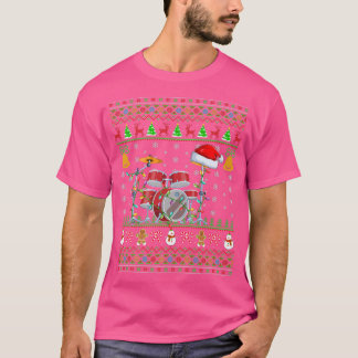 Camiseta Graciosa música de tambor amante Navidad Santa Hat