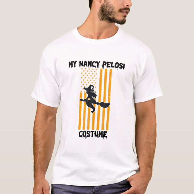 Camiseta Graciosa Nancy Pelosi Vestimenta Bandera De Bruja  (Anverso)