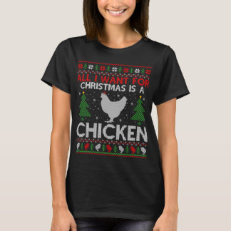 Camiseta Graciosa Navidad en el pollo con amante de la Navi