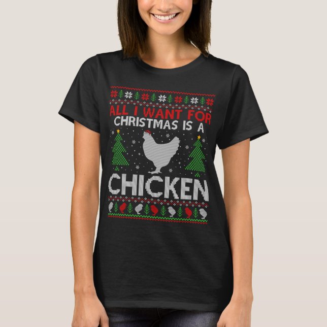 Camiseta Graciosa Navidad en el pollo con amante de la Navi (Anverso)
