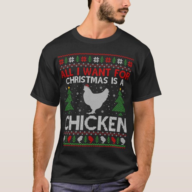 Camiseta Graciosa Navidad en el pollo con amante de la Navi (Anverso)