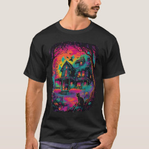 Camiseta Graciosa Neon S Ghost Black Cat Witch Halloween