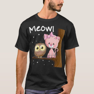 Camiseta Graciosa Novedad De Lechuza De Gato Meowl Hoot Gat