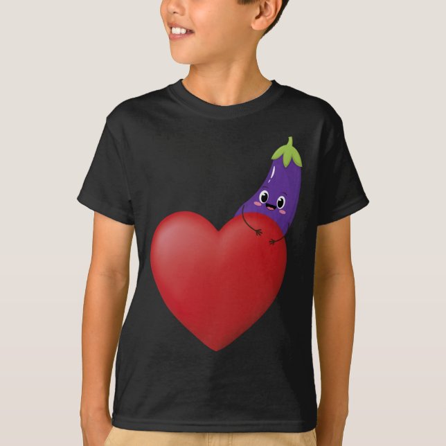 Camiseta Graciosa Oberenjena Con Vega Vegetable De Fruta De (Anverso)