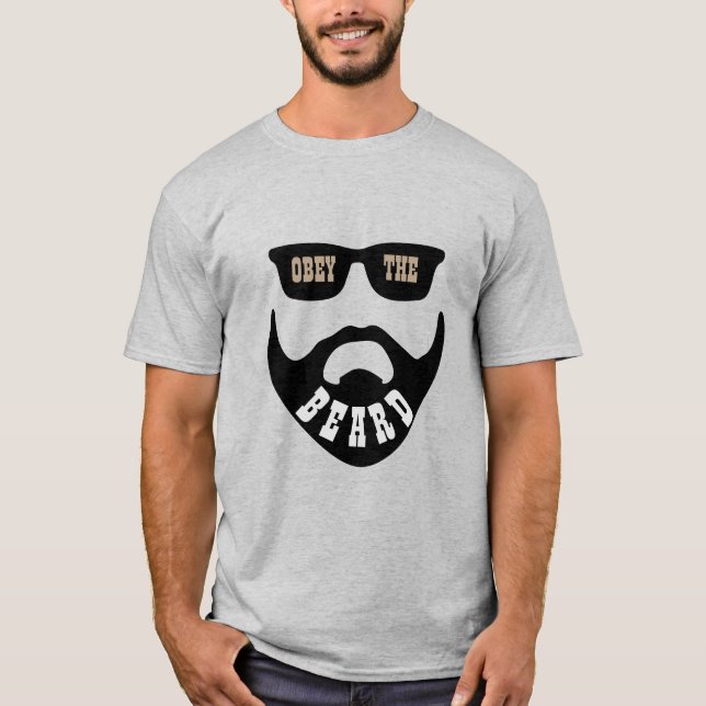Camiseta Graciosa Obey the Beard (Black Beard Brown Eyes) (Anverso)