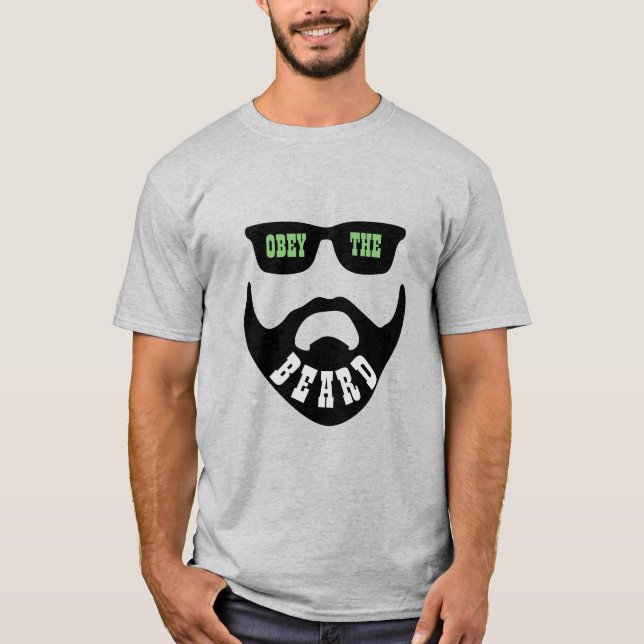 Camiseta Graciosa Obey the Beard (Black Beard Green Eyes) (Anverso)
