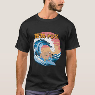Camiseta Graciosa ola de Kanagawa Japonés de Dachshund, lar