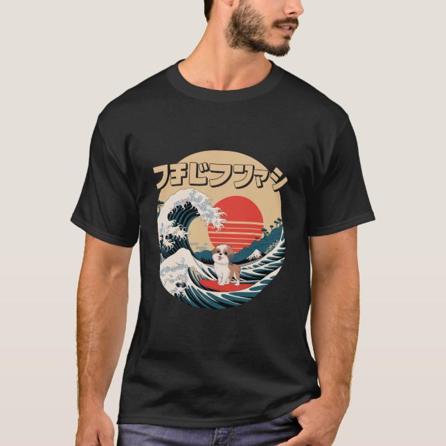Camiseta Graciosa ola de kanagawa japonesa chih zu (Anverso)