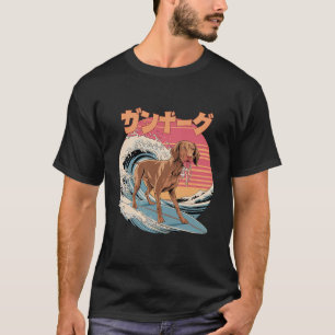 Camiseta Graciosa ola de kanagawa japonesa de perro de Vizs