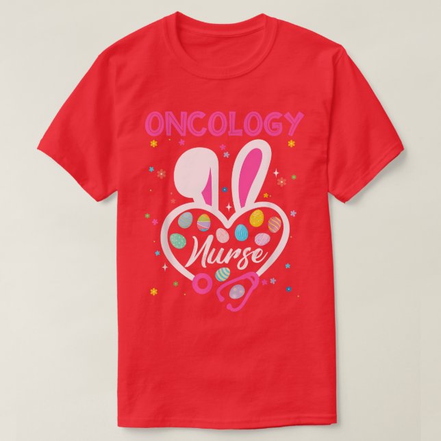 Camiseta Graciosa Oncología Enfermera Bunny Stethoscope Des (Diseño del anverso)