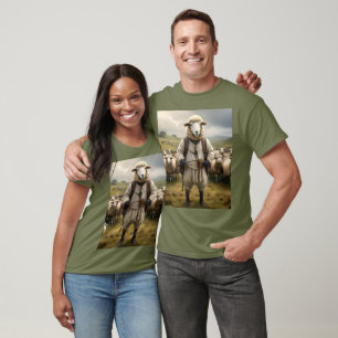 Camiseta Graciosa oveja con su rebaño de ovejas,