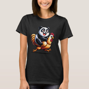 Camiseta Graciosa Panda Pollo Rooster Animal Amantes Hombre