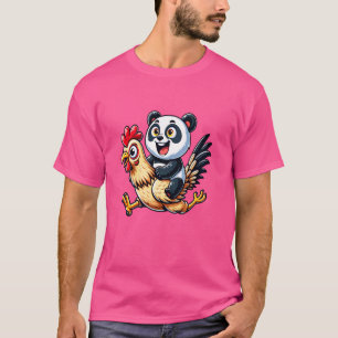 Camiseta Graciosa Panda Pollo Rooster Animal Amantes Hombre