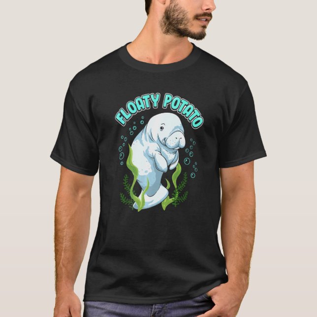 Camiseta Graciosa Papa flotante Manatee Cute Sea Cow Dugong (Anverso)