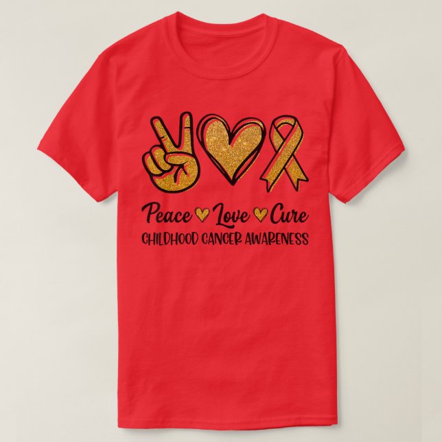Camiseta Graciosa Paz Amor Cura Conciencia sobre el Cáncer  (Diseño del anverso)