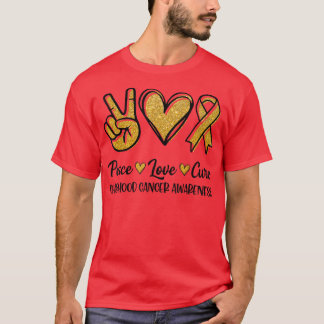 Camiseta Graciosa Paz Amor Cura Conciencia sobre el Cáncer 