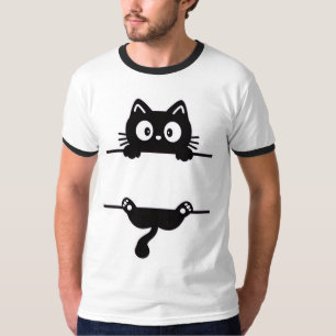 Camiseta Graciosa Peekaboo Cat T-Shirt - Estilo Ca