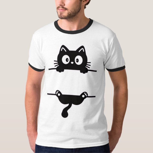 Camiseta Graciosa Peekaboo Cat T-Shirt - Estilo Ca (Anverso)