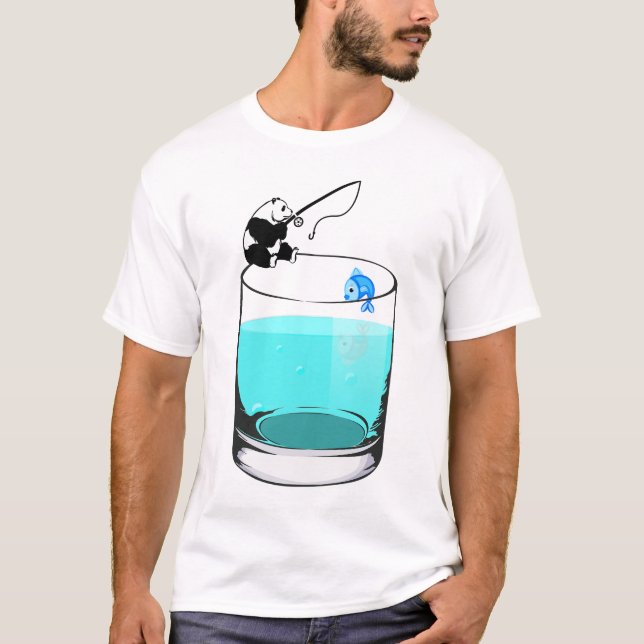 Camiseta Graciosa Pesca De Panda En Un Vaso De Agua (Anverso)