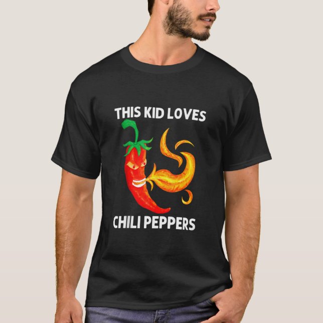 Camiseta Graciosa Pimienta De Chili Para Niños Chicos Flama (Anverso)