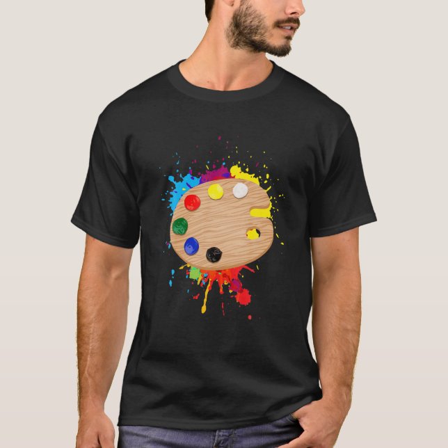 Camiseta Graciosa Pintura De Pallet Para Niños Hombres Pint (Anverso)