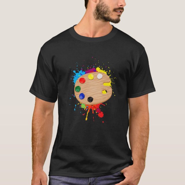 Camiseta Graciosa Pintura De Pallet Para Niños Hombres Pint (Anverso)