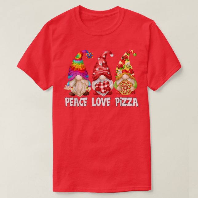 Camiseta Graciosa Pizza Lover Hippie Gnome Para Mujeres Pea (Diseño del anverso)