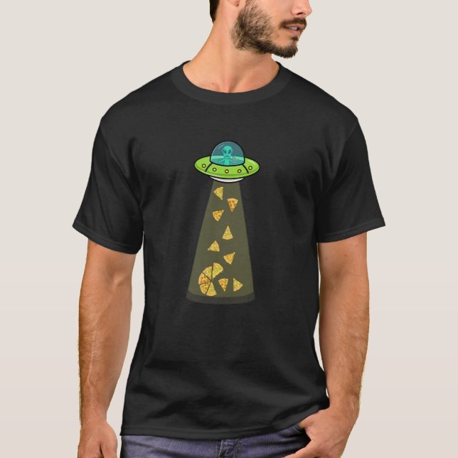 Camiseta Graciosa Pizza Ufo Alien Comer Pizza A Ufo Extrate (Anverso)