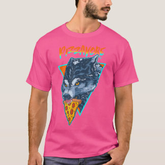 Camiseta Graciosa Pizzavore Pizza Lover Pun Wolf 90S Vaporw