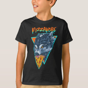 Camiseta Graciosa Pizzavore Pizza Lover Pun Wolf Retro 90 V