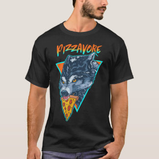 Camiseta Graciosa Pizzavore Pizza Lover Pun Wolf Retro 90 V