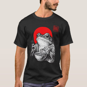 Camiseta Graciosa rana grumpy come Ramen y desplaza el arte
