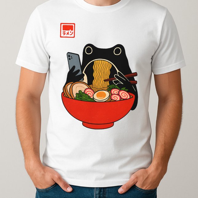 Camiseta Graciosa rana grumpy come Ramen y desplaza el arte (Subido por el creador)
