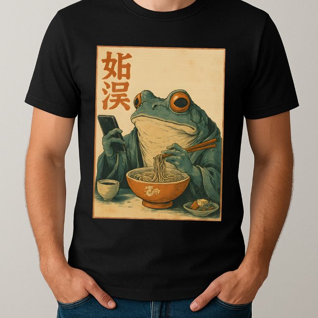 Camiseta Graciosa rana grumpy come Ramen y desplaza el arte (Subido por el creador)