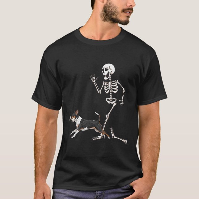 Camiseta Graciosa Rat Terrier Y Skeleton De Halloween (Anverso)