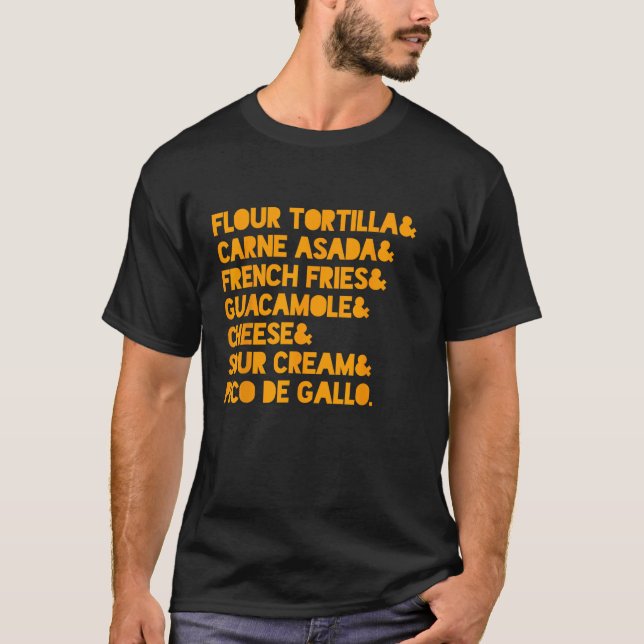 Camiseta Graciosa receta mexicana de Burrito de California (Anverso)