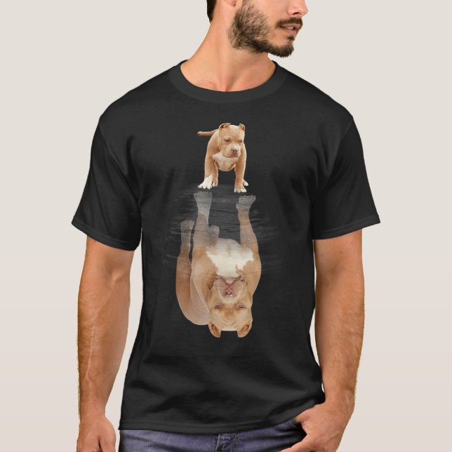 Camiseta Graciosa Reflexión Pitbull Perro Pitbull Puppy Cut (Anverso)
