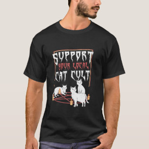 Camiseta Graciosa Retro Apoya Su Culto De Gato Local Humor