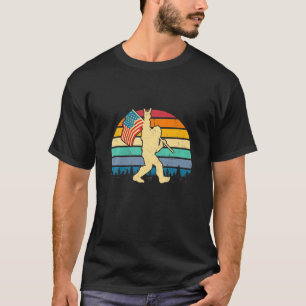 Camiseta Graciosa Roca De Pie Grande Y Rollo Con Bandera Es