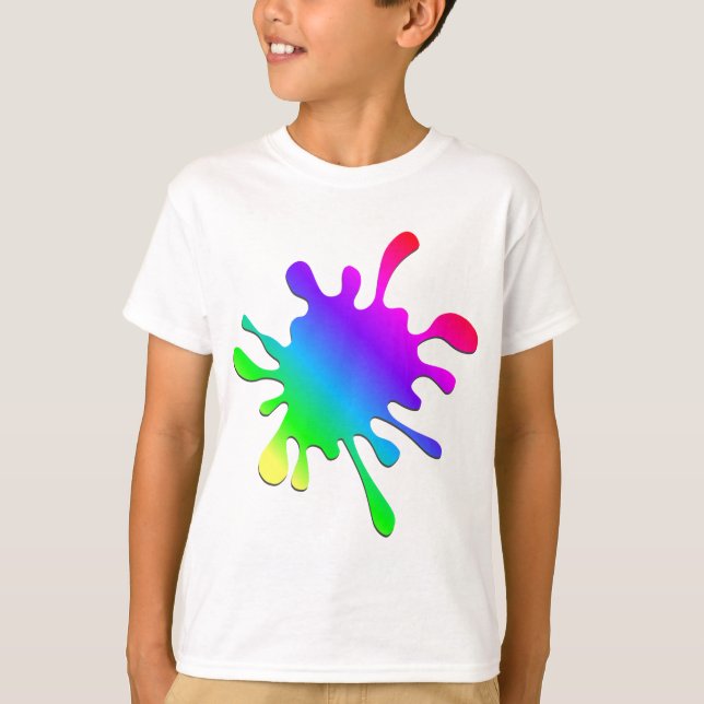 Camiseta Graciosa salpicadura de pintura arcoiris de arte c (Anverso)