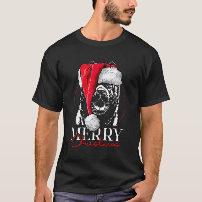 Camiseta Graciosa Santa Americana Akita Feliz Navidad Perro (Anverso)