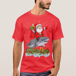 Camiseta Graciosa Santa montando Gran Navidad Tiburón Blanc